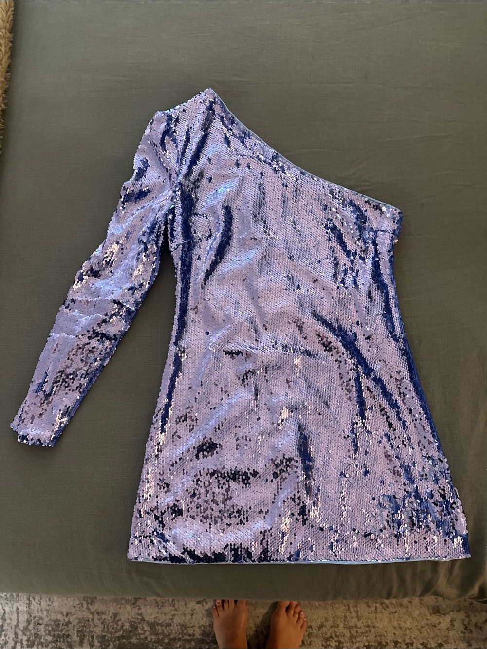 One-Shoulder Lavender Sequin Party Dress